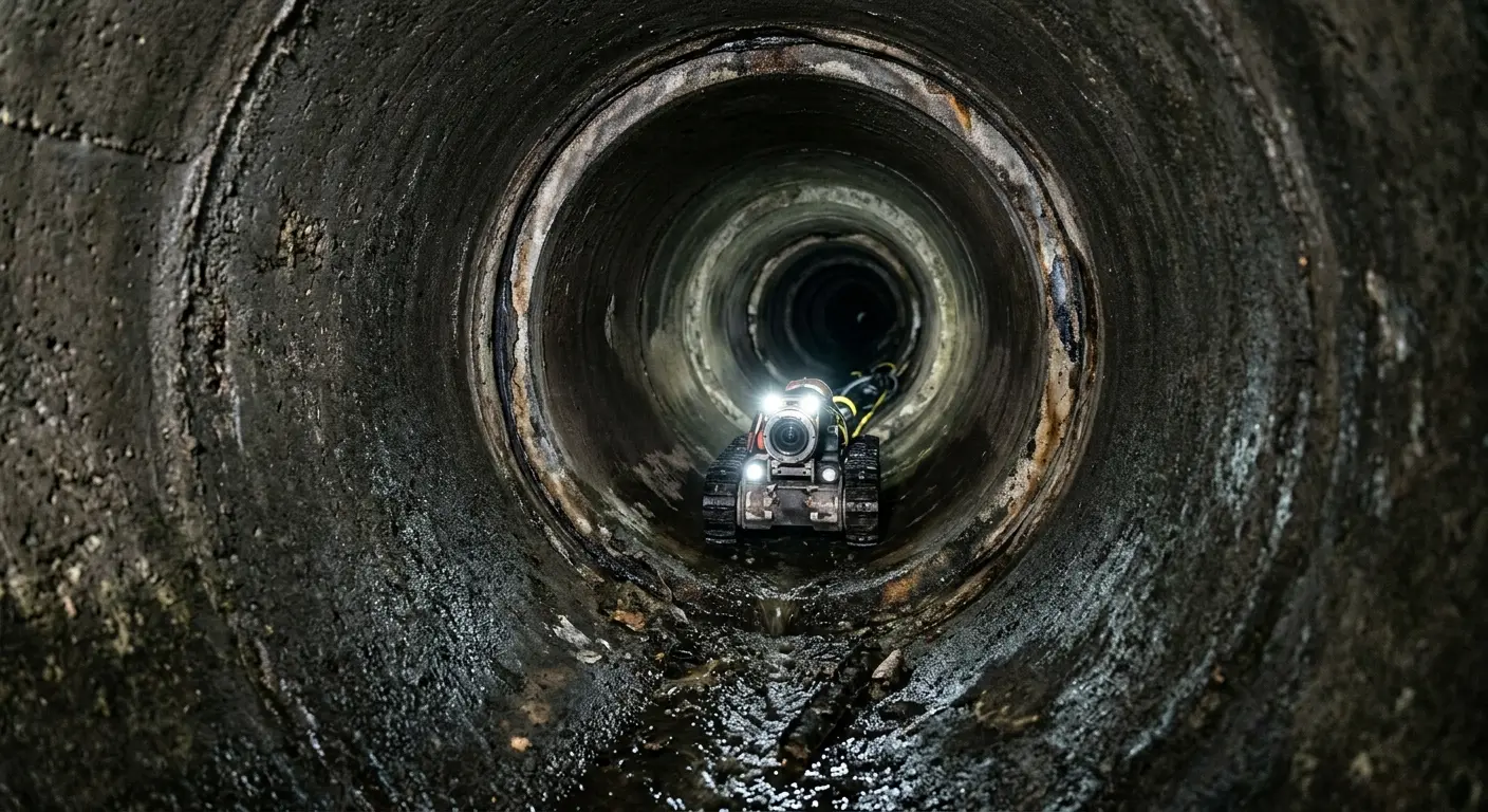 Robotic sewer camera inspecting pipe interior for Drain Snake Service in Whitemarsh Island